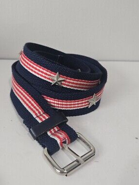 Vintage Red White Blue Belt With Star Studs
